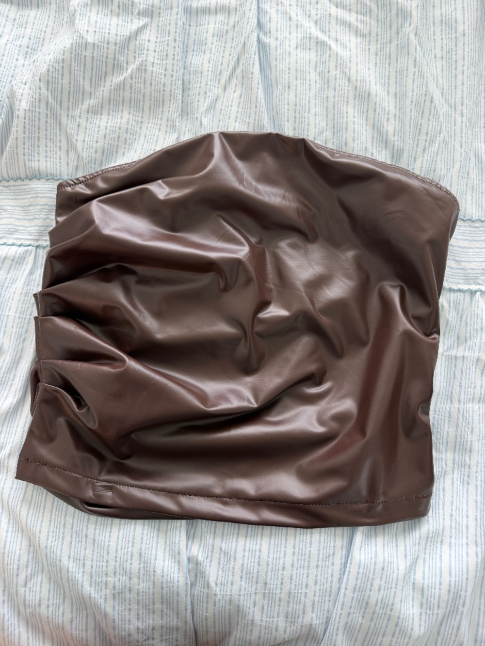Brown Faux Leather Tube Top 🤎
